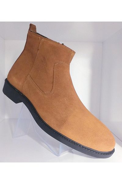 BAGSSHOES Int2023k-019 Ανδρικές κλασικές μπότες από γνήσιο δέρμα σουέτ με φερμουάρ