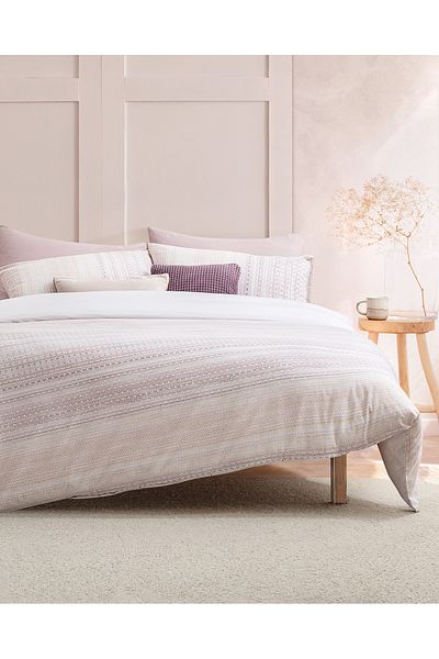 Madame Coco Niort Double - 100% Cotton Ranforce Printed Duvet Cover Set - Powder