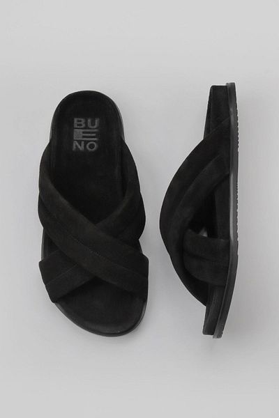 Bueno Shoes Ανδρικές σουέτ μαύρες φλατ παντόφλες - 11t22220