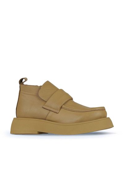 Bueno Shoes Γυναικείες μπότες δερμάτινες κανέλας - Flat Model 01wz6402