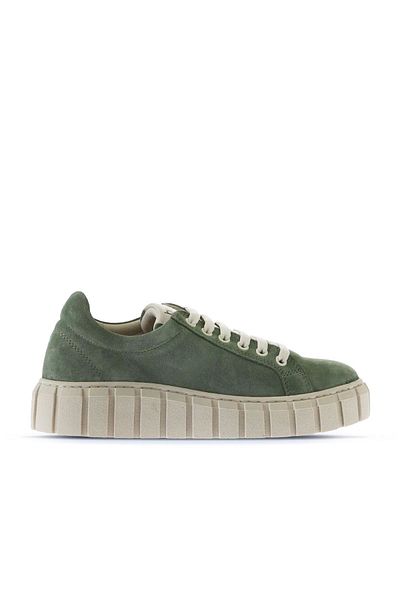Bueno Shoes Pantofi sport pentru femei din piele intoarsa kaki - Toc pane, 01wt3401