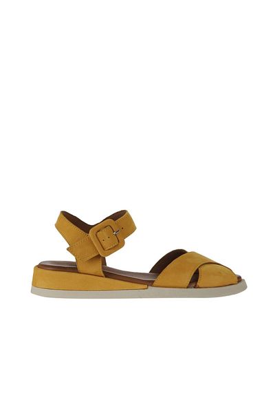 Bueno Shoes Sandale de damă din nubuc galben - Design plat 01wy5104