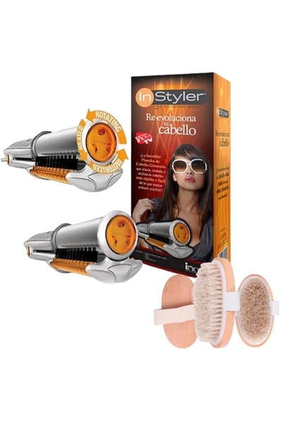 Epilons İnstyler Döner Demirli ve At Kılı Selülit Fırçası Seti - Saçınızı Şek...