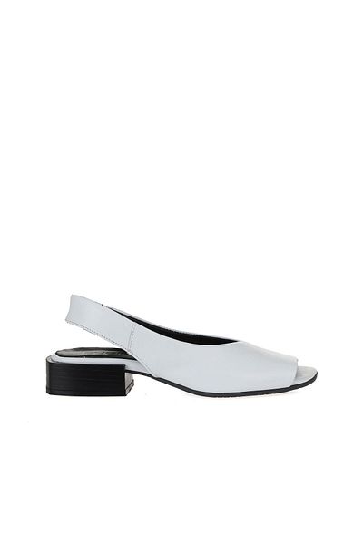 Bueno Shoes Sandale cu toc din piele albă pentru femei - 01ws4901