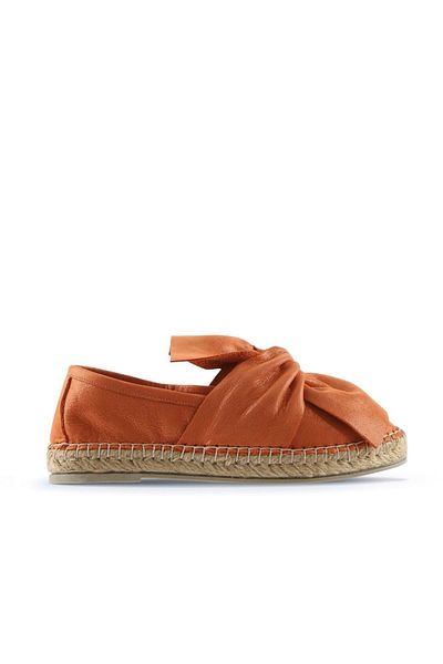 Bueno Shoes Дамски еспадрили от кожа - оранжеви с блясък, модел 01wn3100