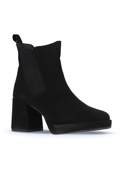 Bueno Shoes Cizme de damă cu toc din piele intoarsa neagra 01wv8100
