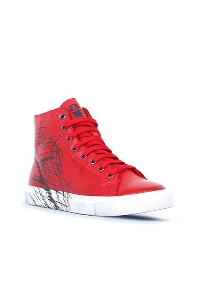 Bueno Shoes Дамски червени кожени спортни ботуши - с щампа, модел 01wr1806
