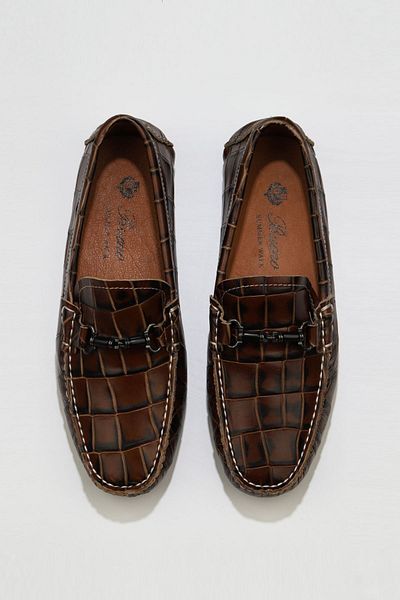 Bueno Shoes Мъжки мокасини - кафява крокодилска кожа, модел 05ms2021