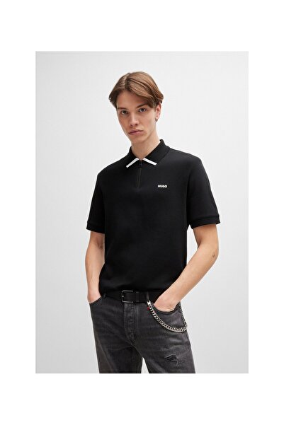 HUGO Cotton Regular Fit Zippered Polo Neck T Shirt Men's POLO Neck T SHIRT50511721 001