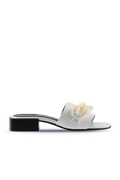 Bueno Shoes Papuci de damă din piele albă cu toc - 01wu2999