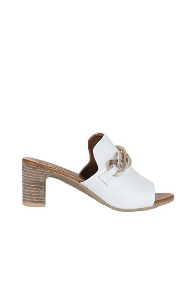 Bueno Shoes 01wu9502 Model Papuci de damă din piele albă cu toc