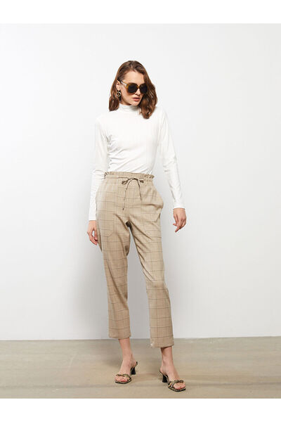 LC Waikiki Γυναικείο καρό παντελόνι Lcw Comfortable Fit