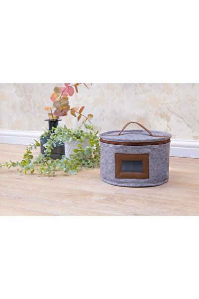 Epilons حقيبة منظم دائرية متعددة الأغراض مع نافذة جلدية مخططة (صغيرة)