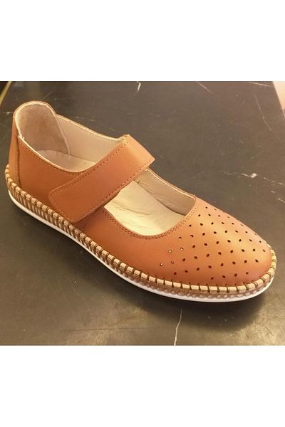 Bulldozer 231742 Women's Genuine Leather Velcro Comfort Ballerinas