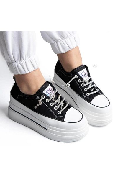 Guja Pantofi sport pentru femei cu talpă înaltă 23y345-10 Negru