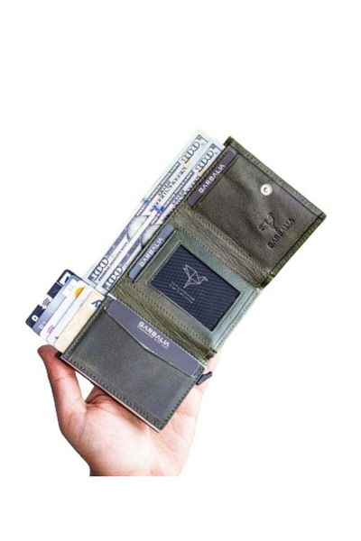 Garbalia Nentes leather mechanism men's card holder - green