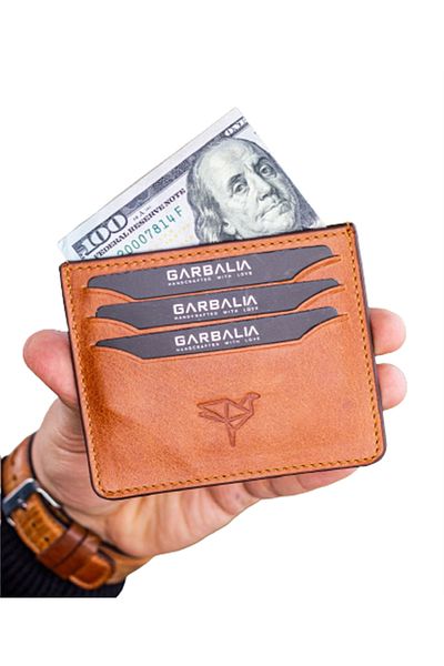 Garbalia Walterıa Genuine Leather Classic Card Holder-tan