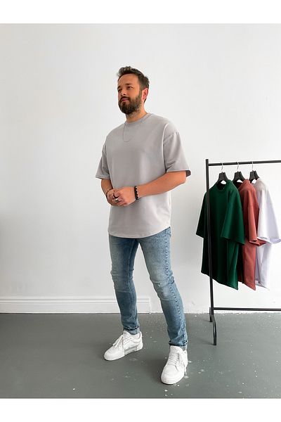 BYBASICMAN Ice Gray Two Thread Basic T-Shirt By-1208/363