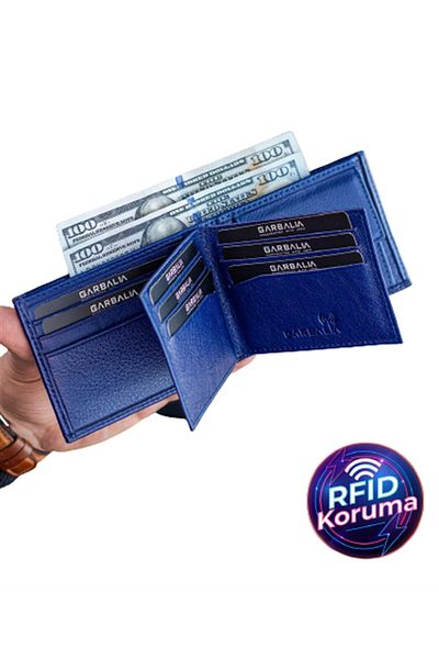 Garbalia Liverpool Genuine Leather with Coin Compartment - dark blue