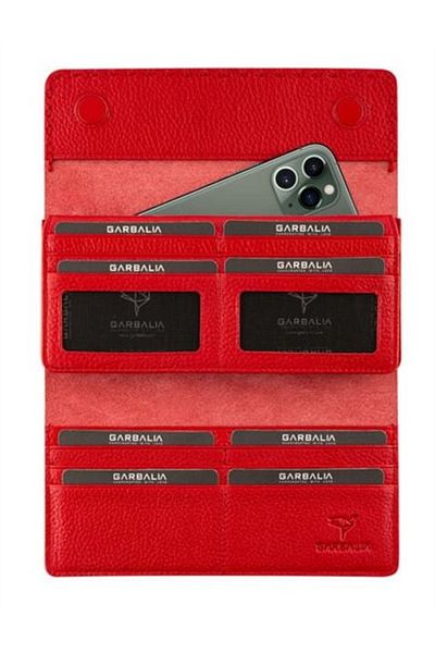 Garbalia Paris Leather Women's Wallet with Phone Compartment-red