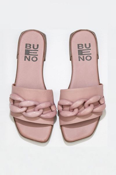 Bueno Shoes Δερμάτινες γυναικείες παντόφλες Dusty Rose - 01wu1815