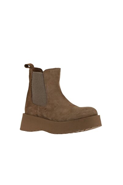 Bueno Shoes Taba Süet Kadın Dolgu Topuklu Bot 01wv1300