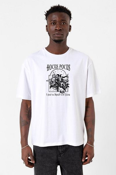 Tshirthane Hocus Pocus I Put A Spell On You Λευκό ανδρικό μπλουζάκι μεγάλου μεγέθους