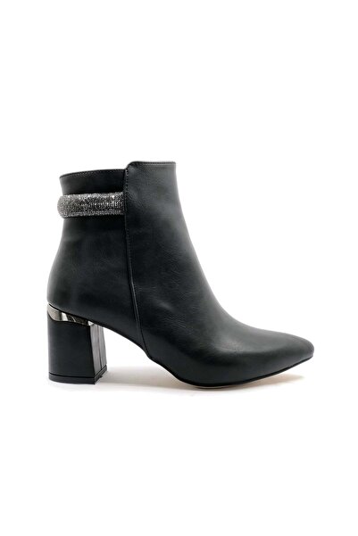 KOCAMANLAR Cizme de damă clasice Feles Ankle Stripe Stone decoltate NEGRE