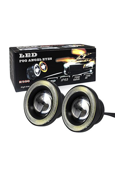 TEAMCAR Mercekli Angel Yuvarlak Led Beyaz Sis Farı 7.6cm Metal Gövde