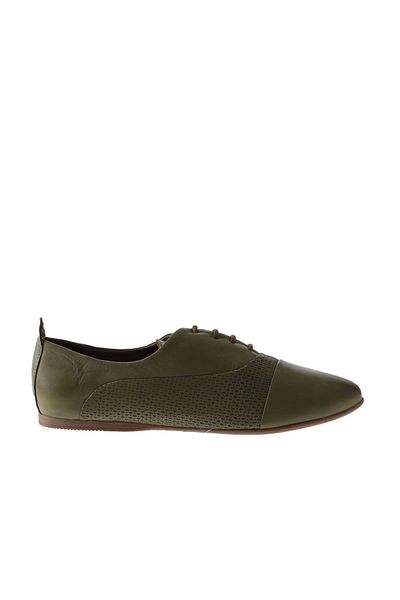 Bueno Shoes Balerini din piele kaki pentru femei - 01wl1247