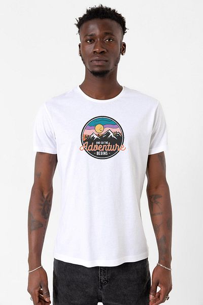 Tshirthane Και έτσι ξεκινάει το περιπέτεια Λευκό ανδρικό μπλουζάκι ποδηλασίας