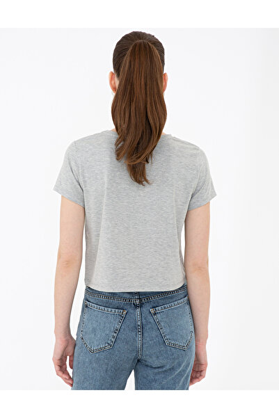 Pierre Cardin Gray Melange Crop Top - 50243096 -Vr086