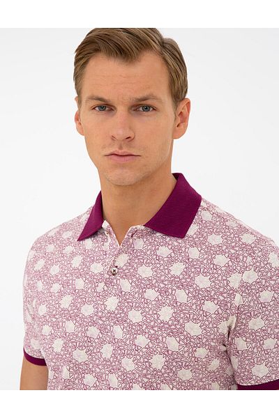 Pierre Cardin Μπλουζάκι Polo Neck Slim Fit Plum 50232421-vr074