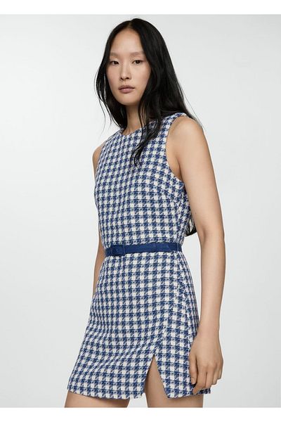 MANGO Woman Rochie cu model din picior de gală cu centură