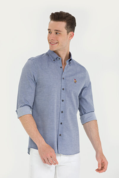 U.S. Polo Assn. Erkek Lacivert Uzun Kollu Basic Gömlek 50262977-VR033