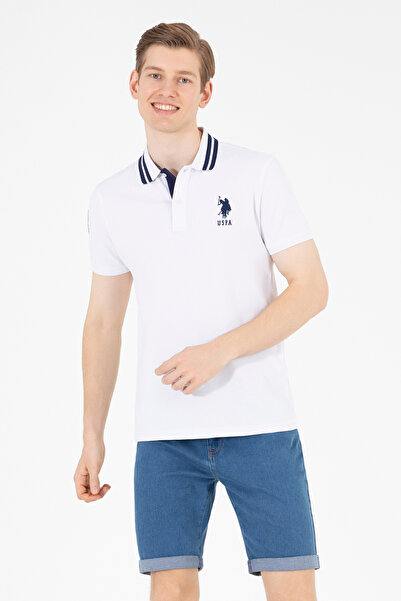 U.S. Polo Assn. Men's White Basic Polo Neck T-Shirt 50263001 -Vr013