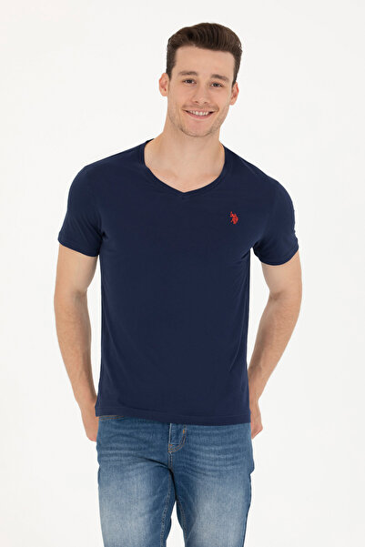 U.S. Polo Assn. تي شيرت أساسي باللون الأزرق الداكن للرجال 50262975-VR033