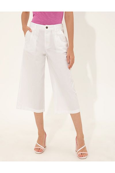 Pierre Cardin White Flare Cropped Pants 50246687 -Vr013