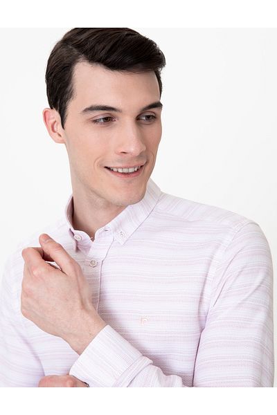 Pierre Cardin Μακρυμάνικο Slim Fit Dusty Rose πουκάμισο - 50247126-vr026