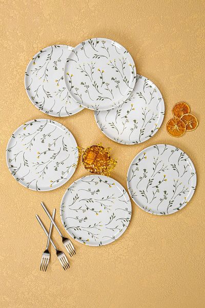 Porland Ayçıl 6 Piece Porcelain Cake Service Set for 6 Persons 20 Cm