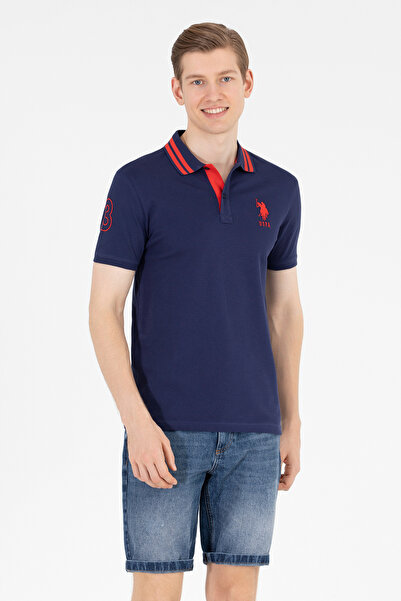 U.S. Polo Assn. Ανδρικό μπλουζάκι με λαιμόκοψη Navy Blue Basic Polo 50263001 ...