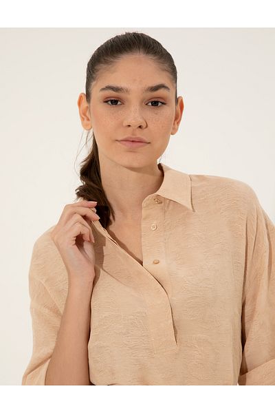 Pierre Cardin Beige Linen Blended A-Line Shirt Dress 50247236 -Vr011