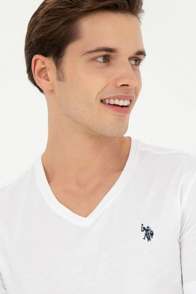 U.S. Polo Assn. Ανδρικό λευκό μπλουζάκι Basic V-Neck 50262975-vr013