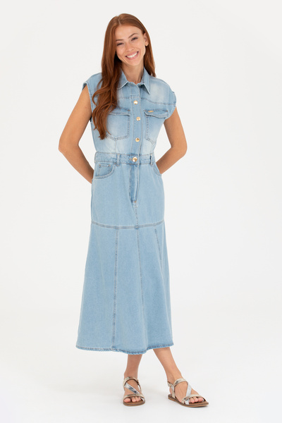 U.S. Polo Assn. Kadın Mavi Jean Elbise 50263047-DN0022