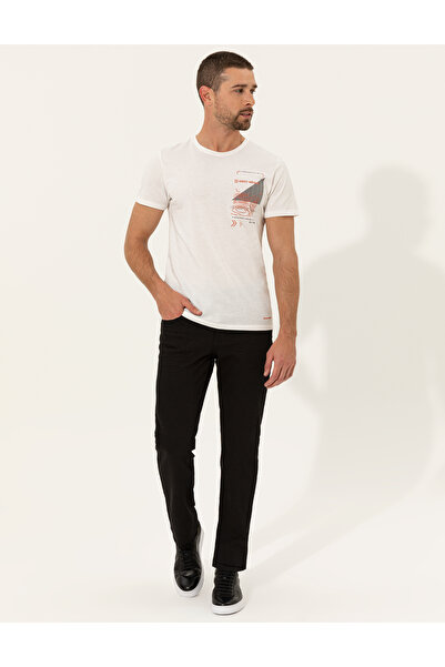 Pierre Cardin Ecru Slim Fit Crew Neck T-Shirt 50249690-Vr019