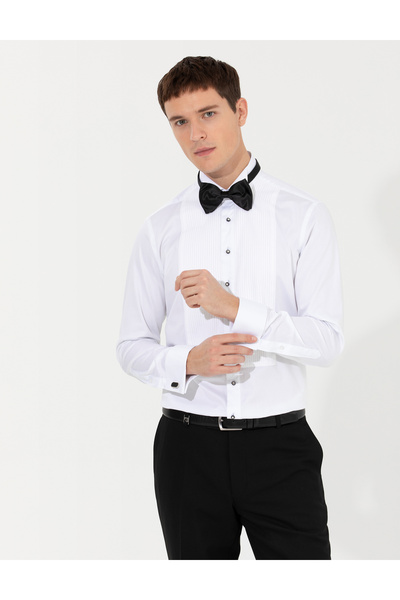 Pierre Cardin Λευκό πουκάμισο σμόκιν εφαρμοστό 50251062-VR013