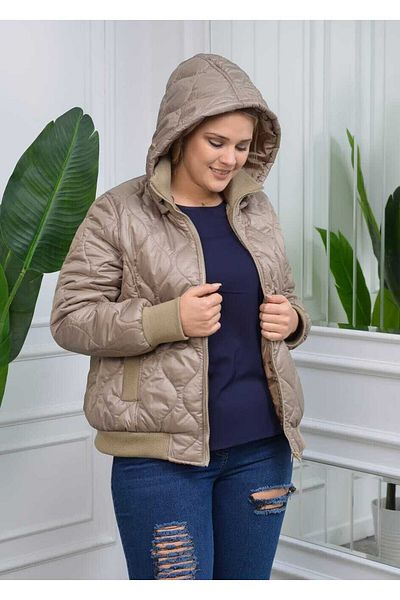 MODATALİKA Modatalika Women's Hooded Large Size Short Coat