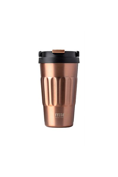 Tyeso Coffe Mug Vakumlu Paslanmaz Çelik Taşıma Kulplu 500 ml Kahverengi