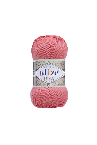 Alize Diva Mercerized 619 Coral 100gr. 350 m (este mai mic decât firele de tricotat din lână ca dimensiune. Crin