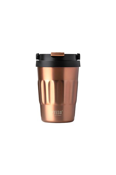 Tyeso Brown 400 ml Stainless Steel Vacuum Coffee Mug with Carrying Handle